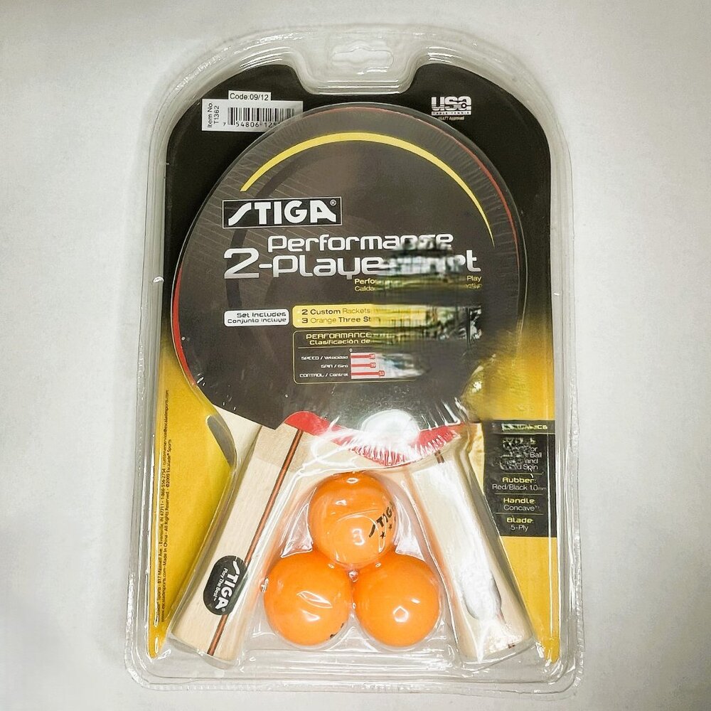 New Stiga Table Tennis 2-Player Performance Set 2 Rackets 3 Ping Pong Balls